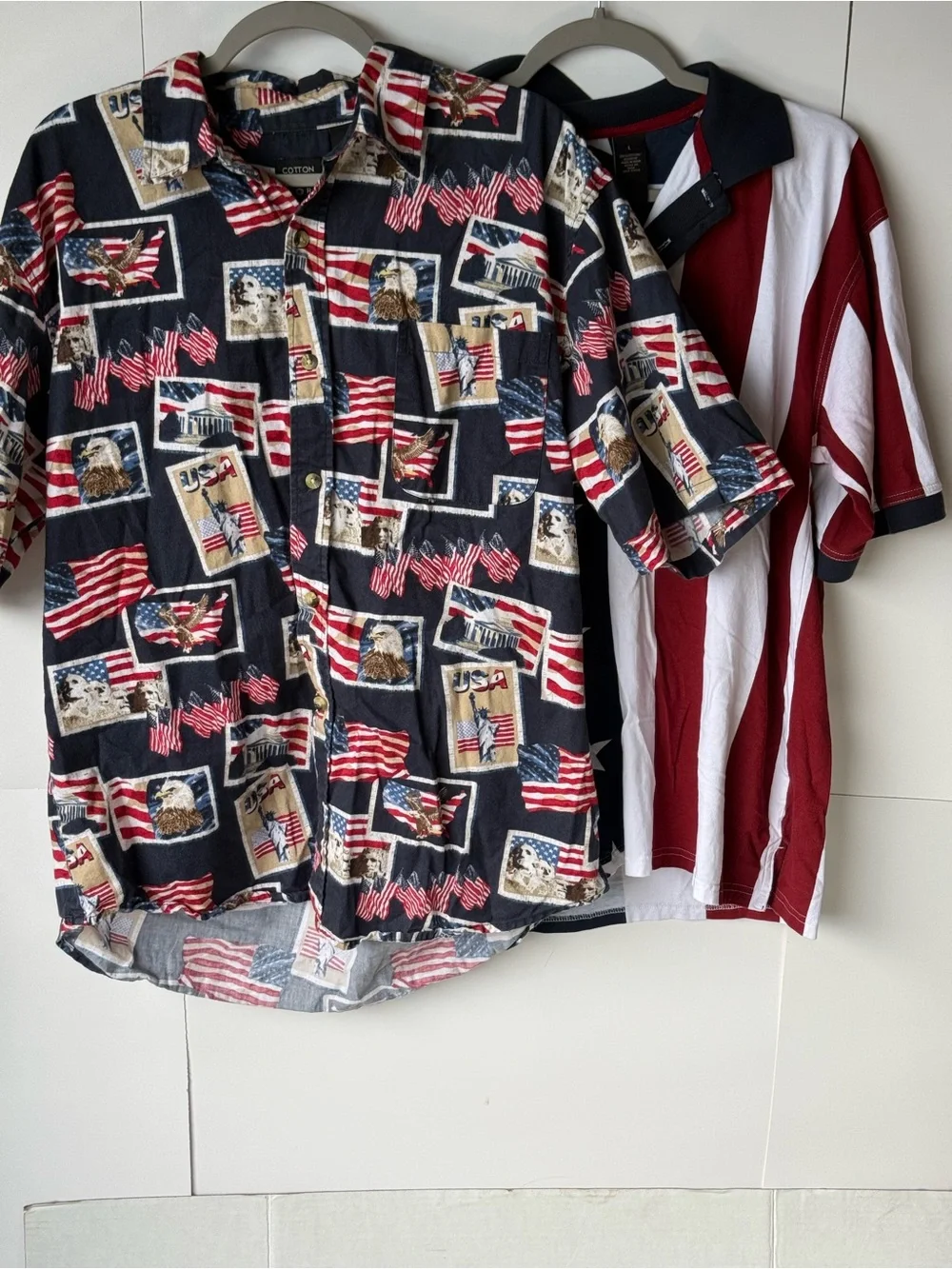 Lot Of 2 Cotton Trader Sport USA America Themed Shirts Large